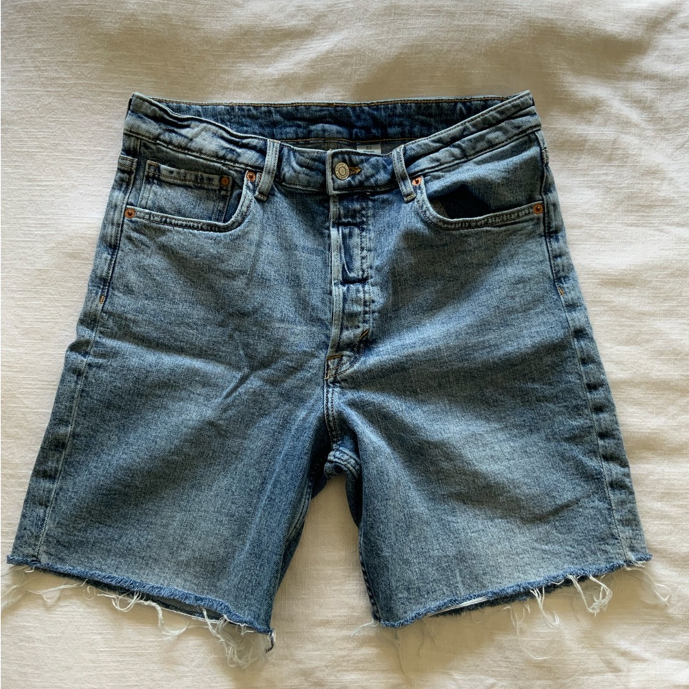 Washed Denim Shorts